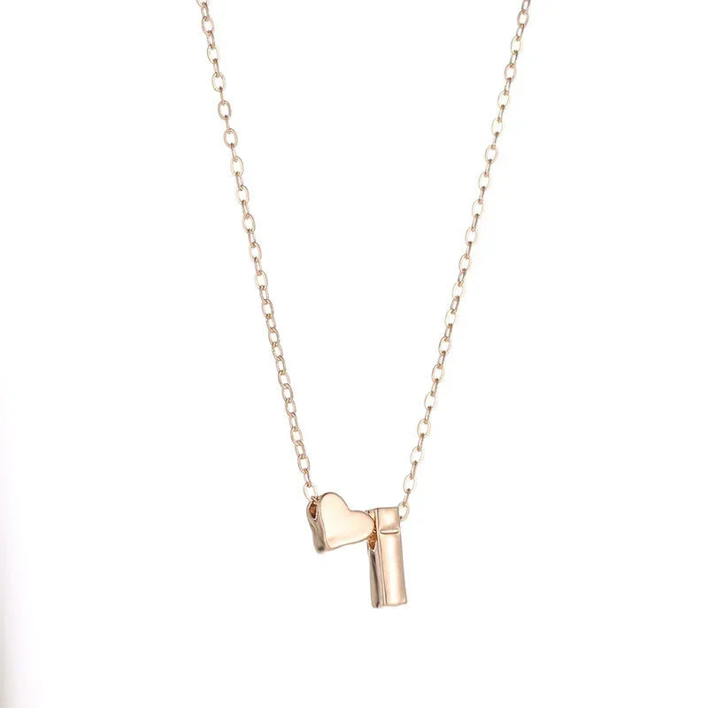 Golden Initial Heart Necklace
