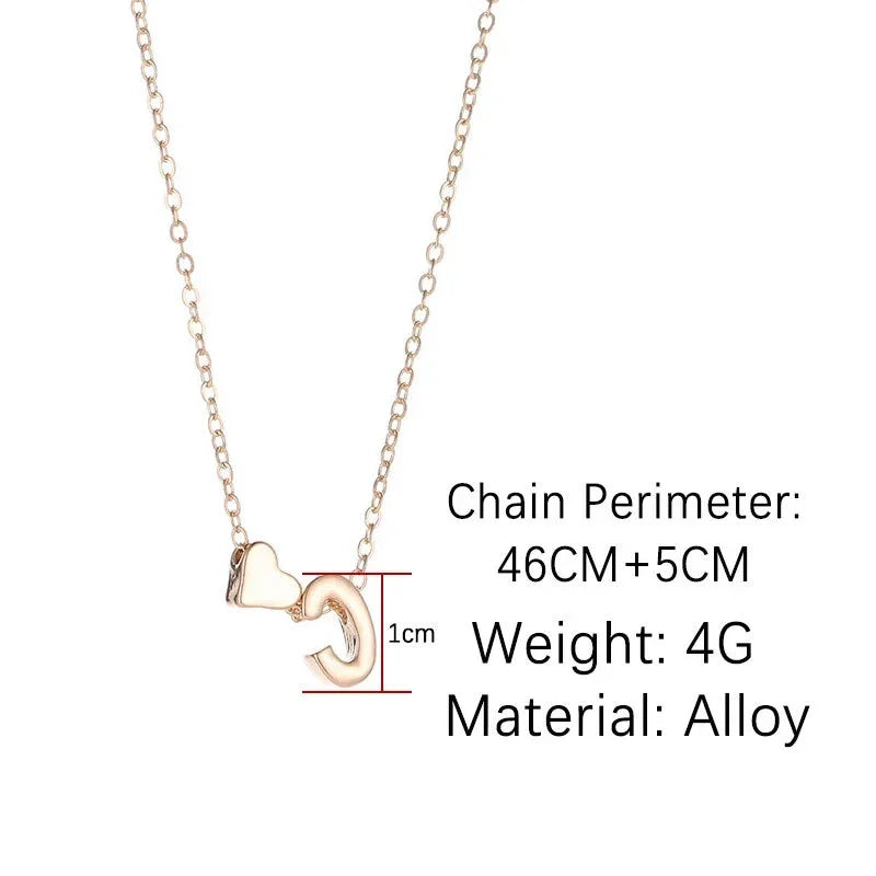 Golden Initial Heart Necklace