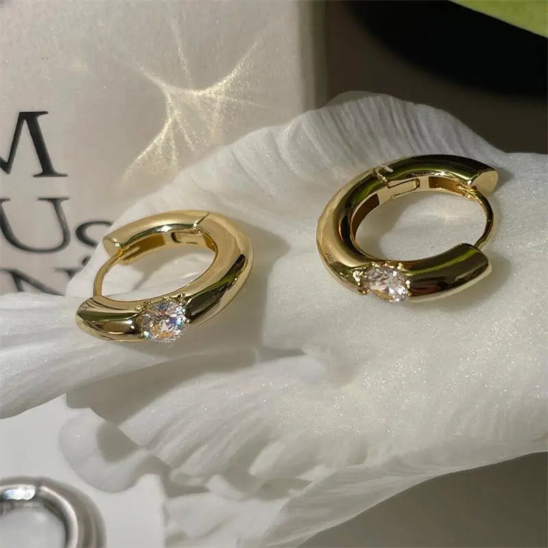 Geometric Copper Alloy Hoop Earrings