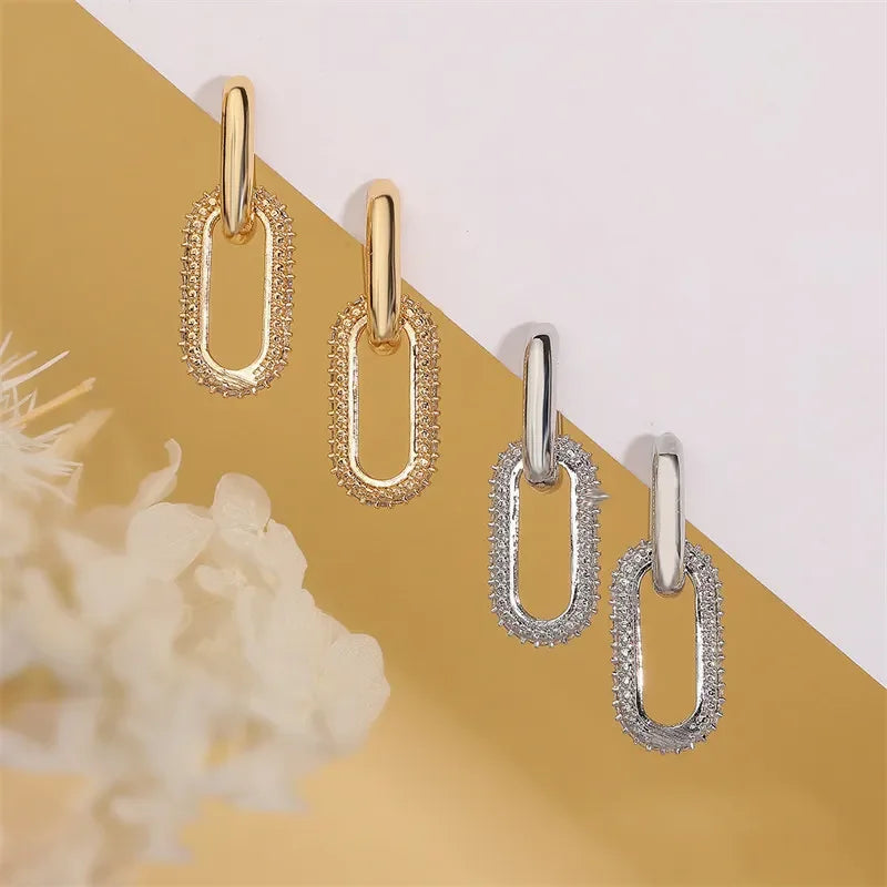 Luxury Elliptical Double Ring Earrings