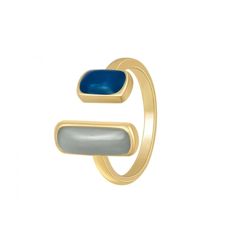 Blue Drip Glaze Ring For Women