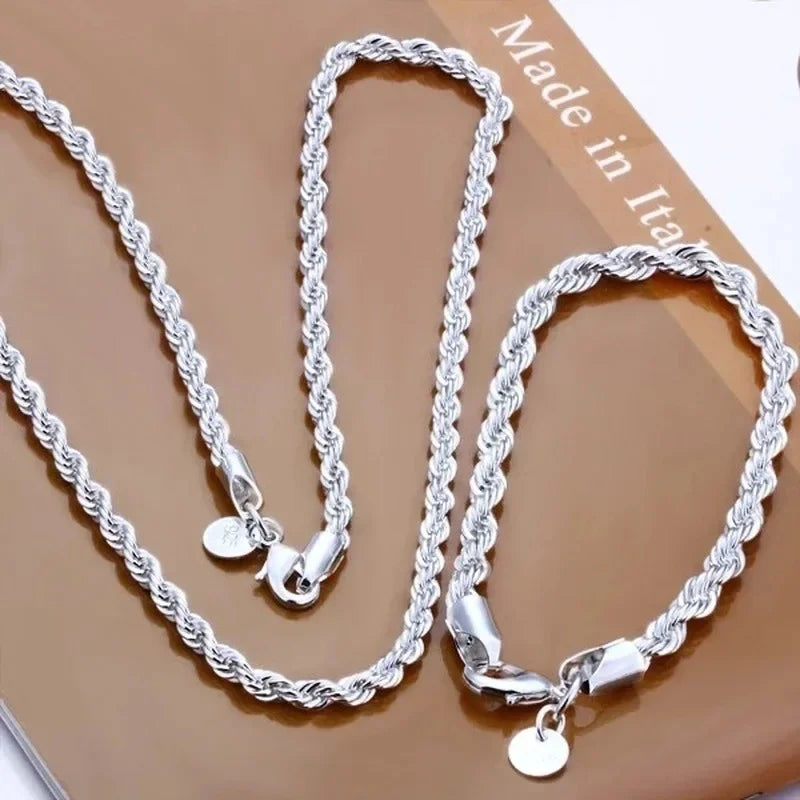 Silver Rope Chain Set
