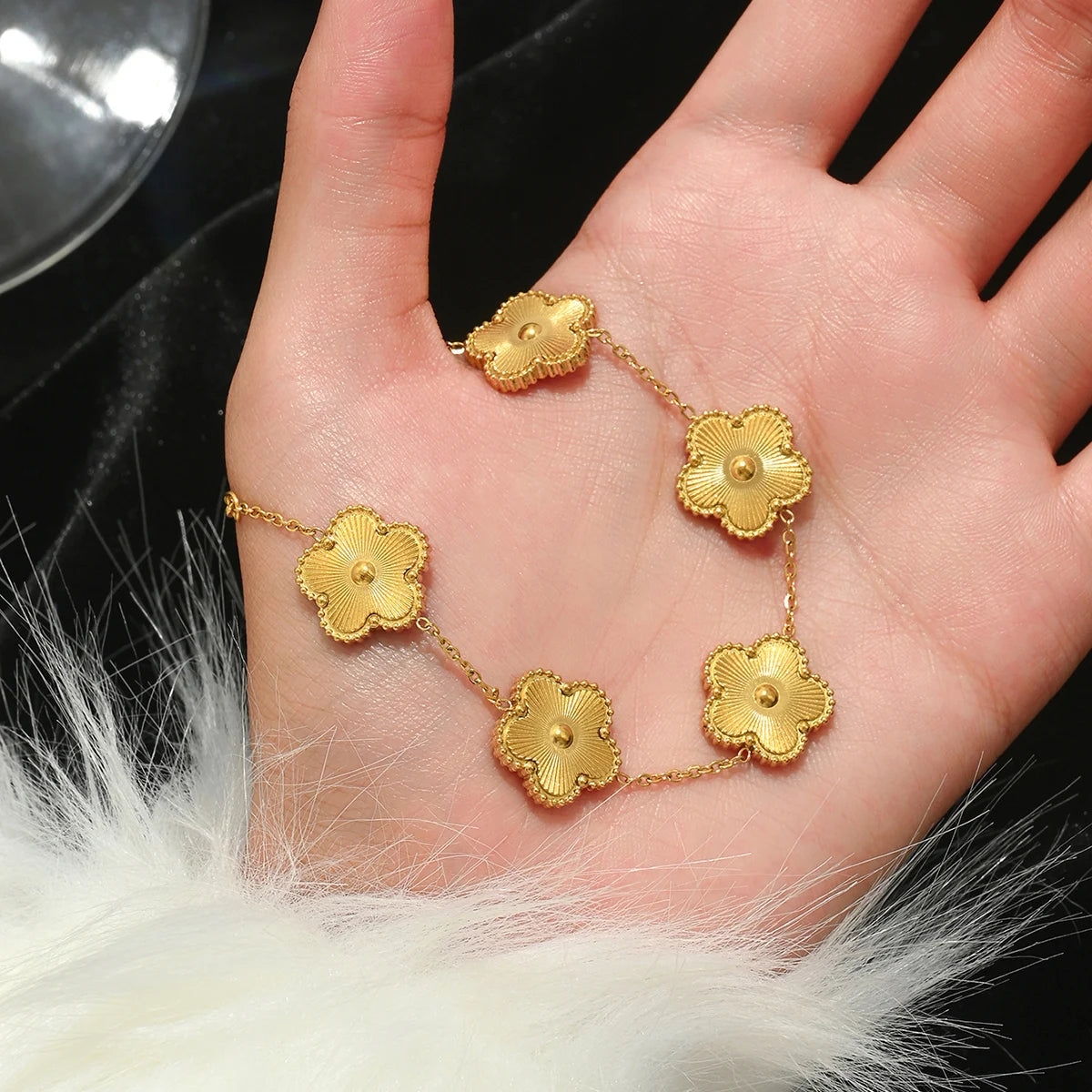 Gold-Tone Botanical Cuff Bracelet.