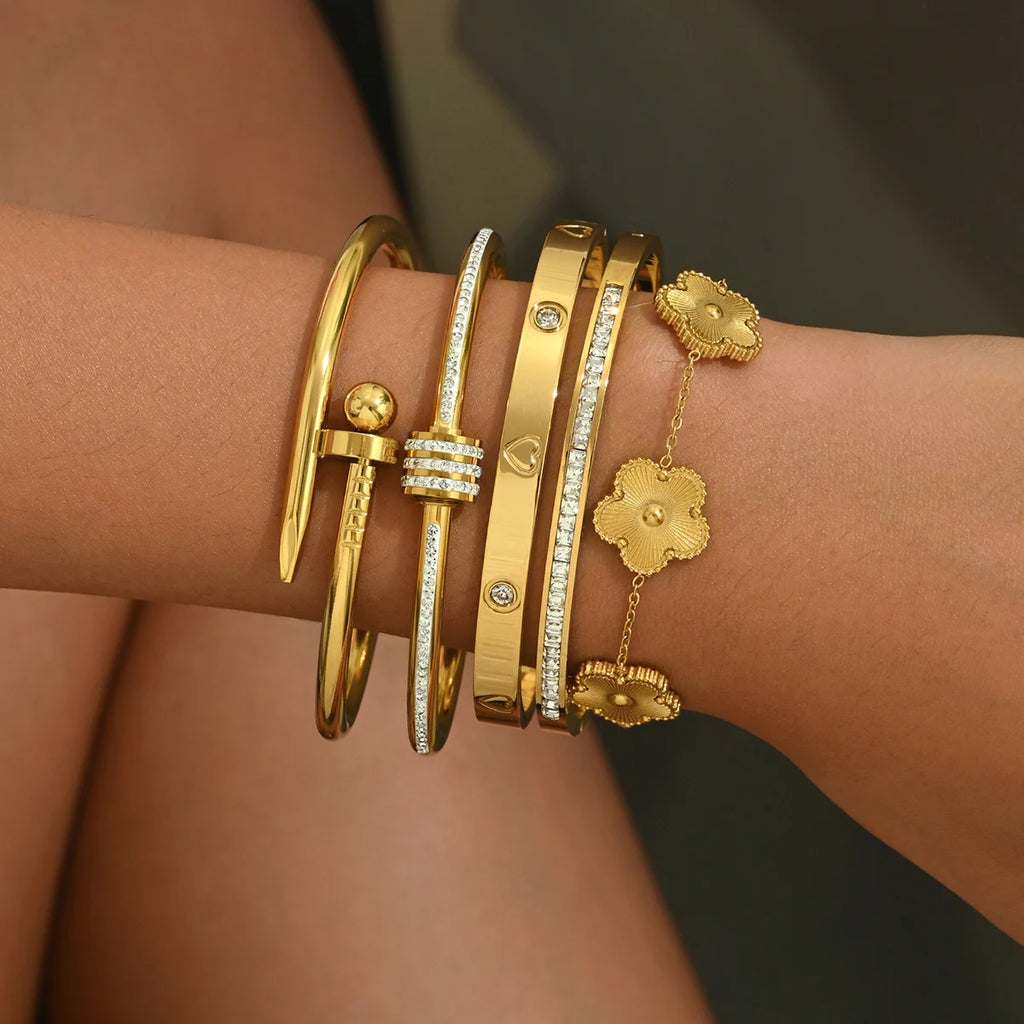 Gold-Tone Botanical Cuff Bracelet.