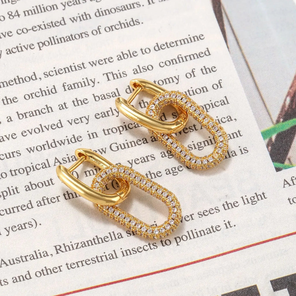 Luxury Elliptical Double Ring Earrings