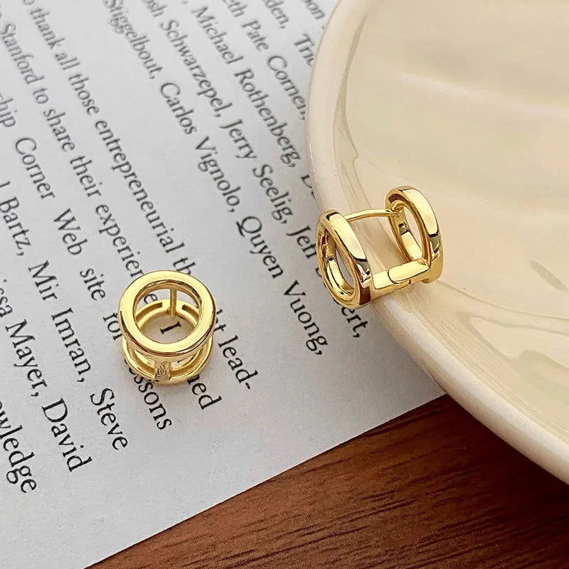 Geometric Copper Alloy Hoop Earrings