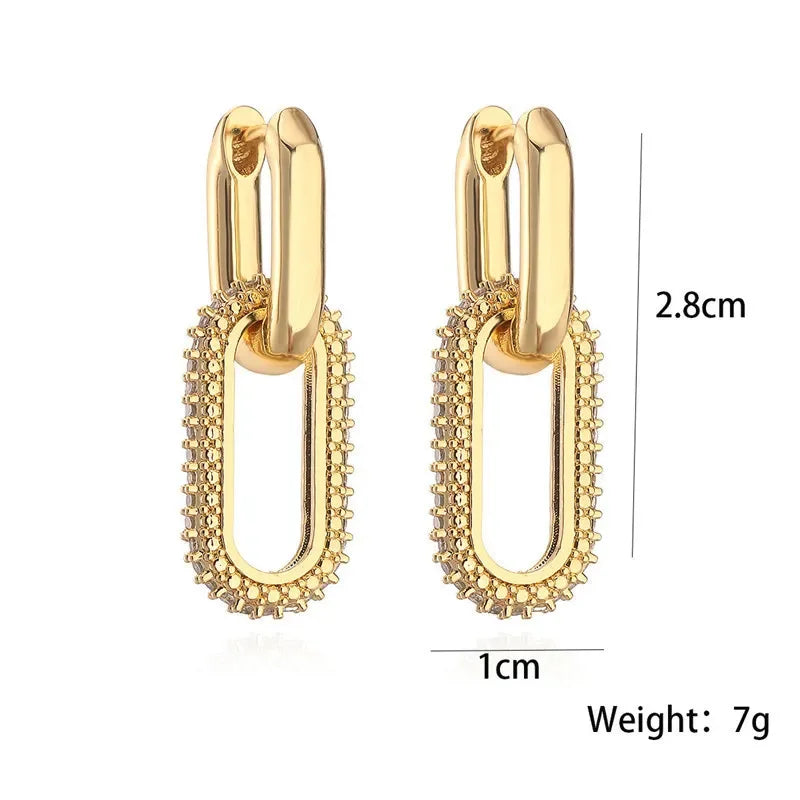 Luxury Elliptical Double Ring Earrings