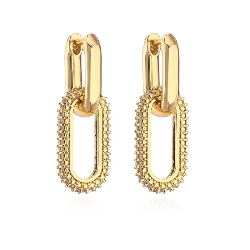 Luxury Elliptical Double Ring Earrings