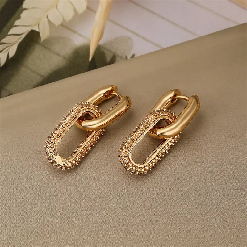 Luxury Elliptical Double Ring Earrings