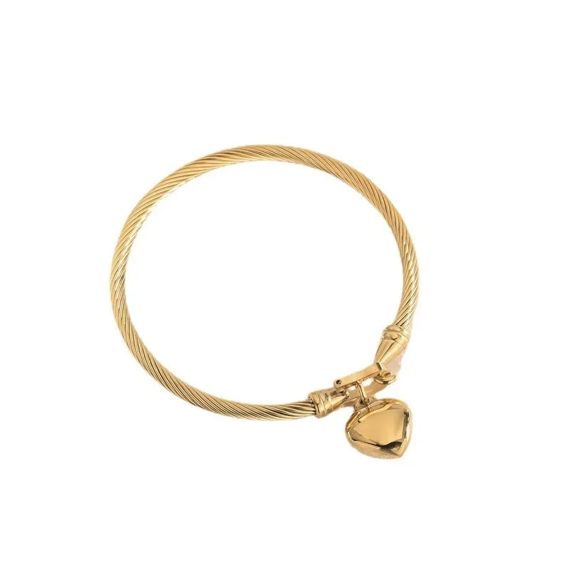 Heart Pendant Charm Bangle Bracelets for Men Women