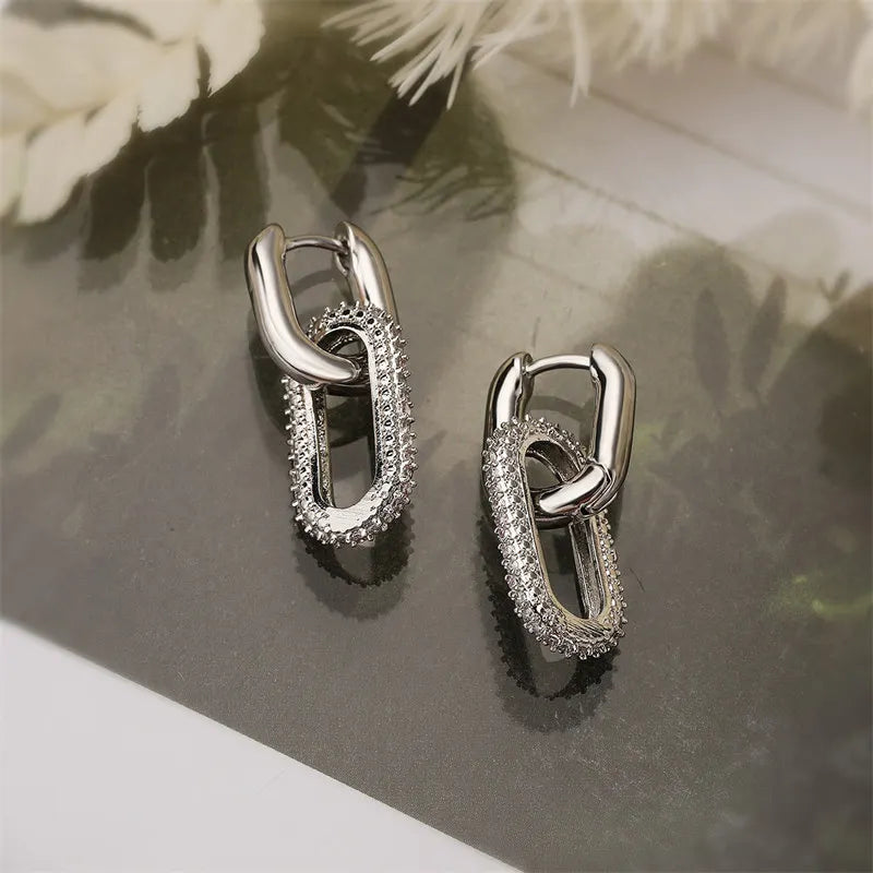 Luxury Elliptical Double Ring Earrings