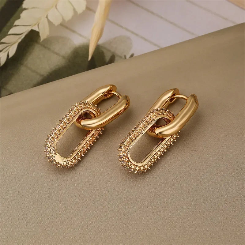 Luxury Elliptical Double Ring Earrings