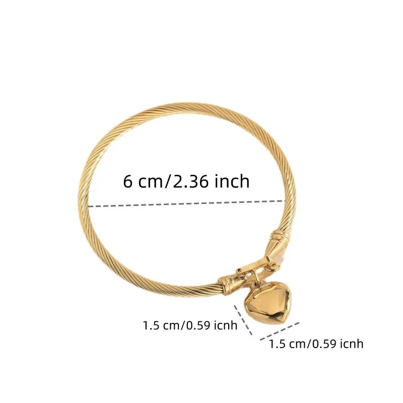 Heart Pendant Charm Bangle Bracelets for Men Women