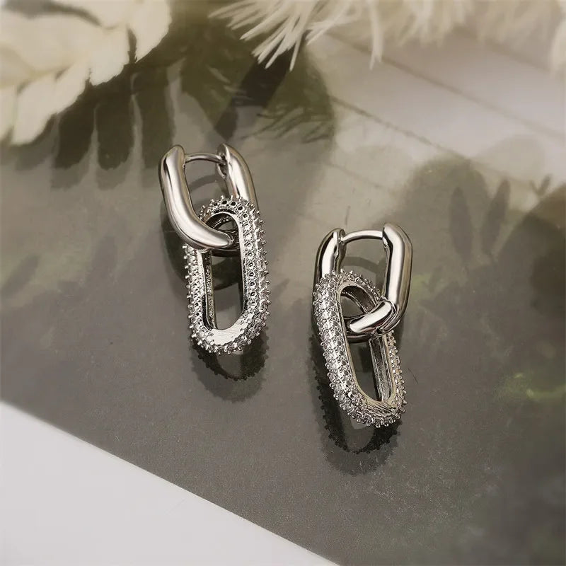 Luxury Elliptical Double Ring Earrings