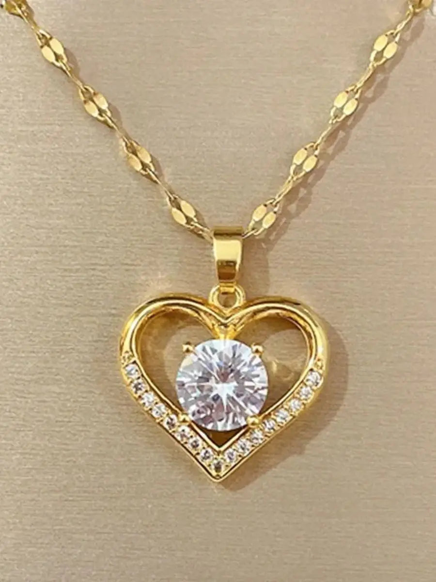 Golden Heart Gems Necklace