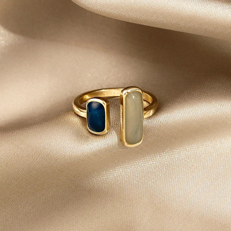 Blue Drip Glaze Ring For Women